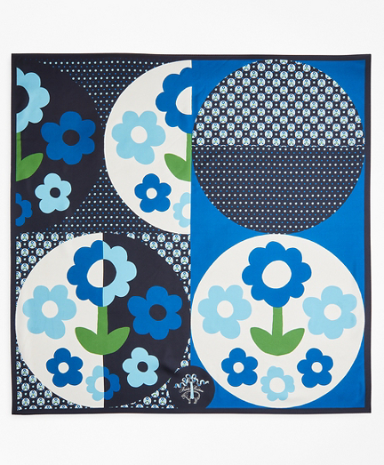Floral Dot-Print Silk Square Scarf