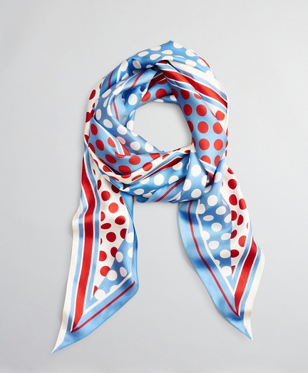 Polka-Dot-Print Silk Diamond Scarf