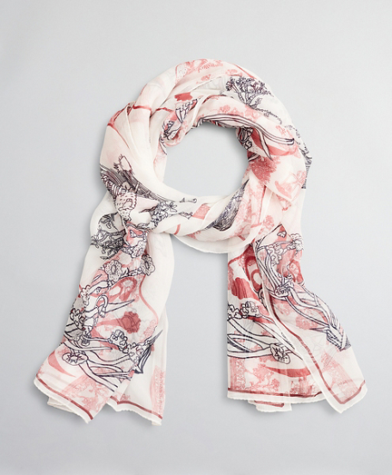 Toile Silk Chiffon Oblong Scarf