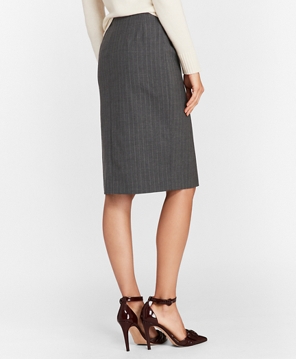 Pinstripe Stretch Wool Faux Wrap Skirt - Brooks Brothers