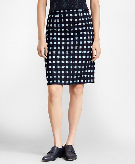 Checked Boucle A-Line Skirt