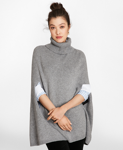 Wool-Alpaca-Blend Turtleneck Poncho