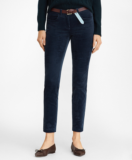 Stretch Cotton Corduroy Ankle Pants