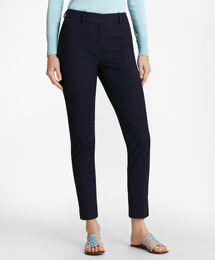 Stretch-Cotton Jacquard Ankle Pants