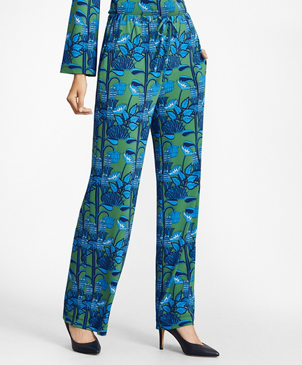 Floral-Print Jersey Wide-Leg Pants