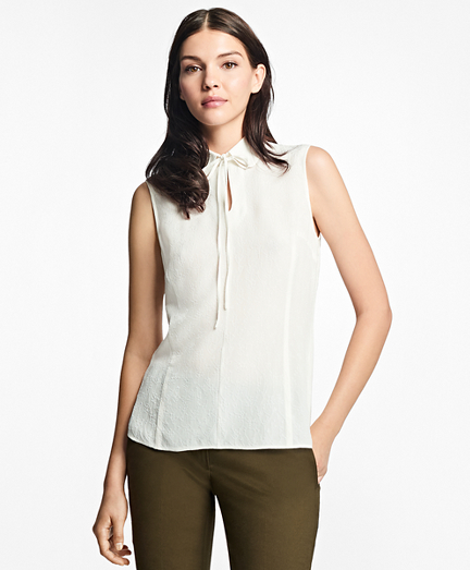 Silk-Blend Tie-Neck Blouse