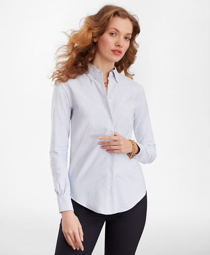 Cotton Oxford Stripe Button-Down Shirt 