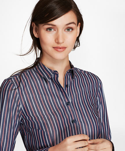 Tailored-Fit Striped Cotton Poplin Shirt