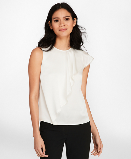 Draped Silk Satin Blouse | Brooks Brothers