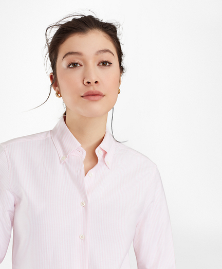 women's white oxford button down collar shirts