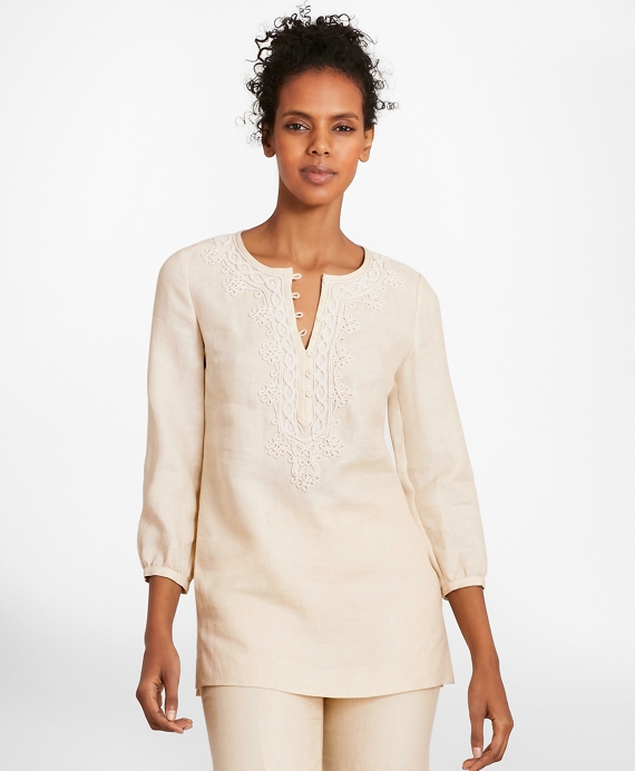 Soutache-Embroidered Linen Tunic - Brooks Brothers