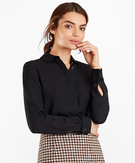Silk Georgette French Cuff Shirt - Brooks Brothers
