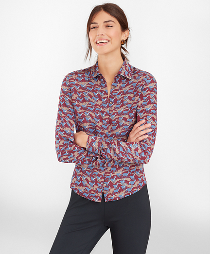 Deer-Print Silk Georgette Shirt 