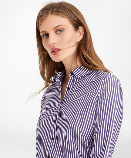 Non-Iron Striped Supima® Cotton Fitted 