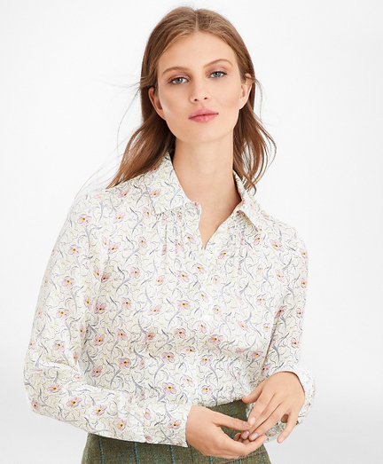 Floral-Print Silk Satin Blouse - Brooks 