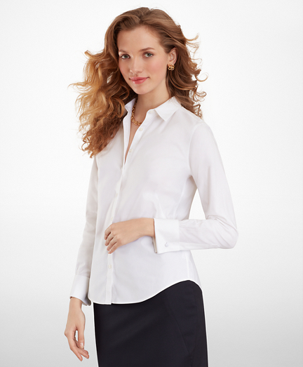Non-Iron Stretch Supima® Cotton Fitted French Cuff Dress Shirt - Brooks ...