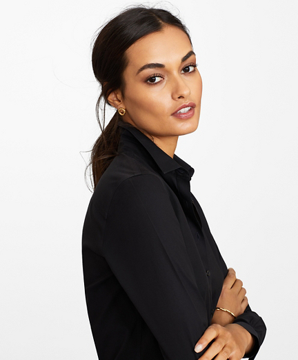 Non-Iron Tailored-Fit Stretch Supima&reg; Cotton Dress Shirt