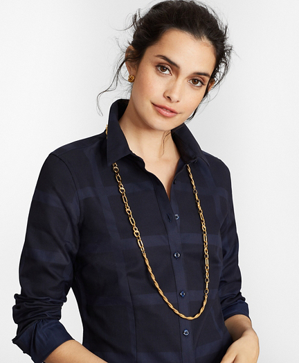 Tailored-Fit Checked Cotton Jacquard Shirt