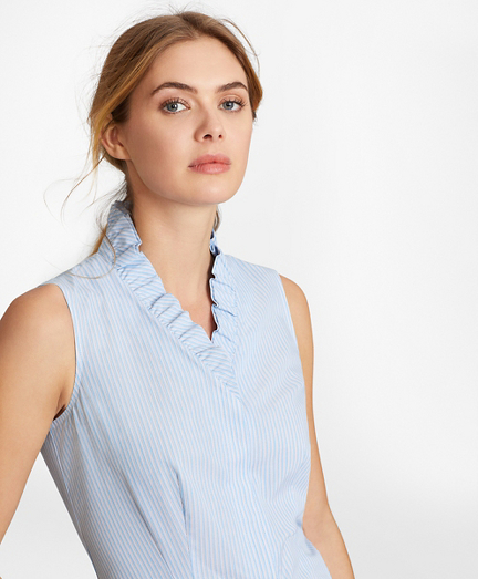 ruffle neck sleeveless blouse