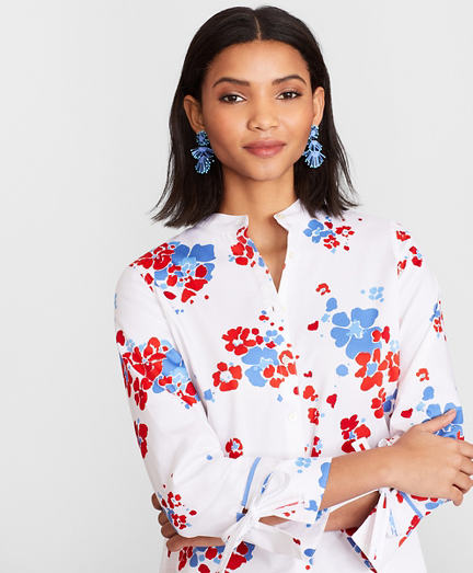 Floral-Print Supima&reg; Cotton Sateen Tunic