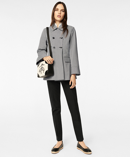 Water-Repellent Gingham Double-Breasted Jacket