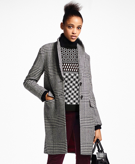 Glen Plaid Wool Cocoon Coat - Brooks 