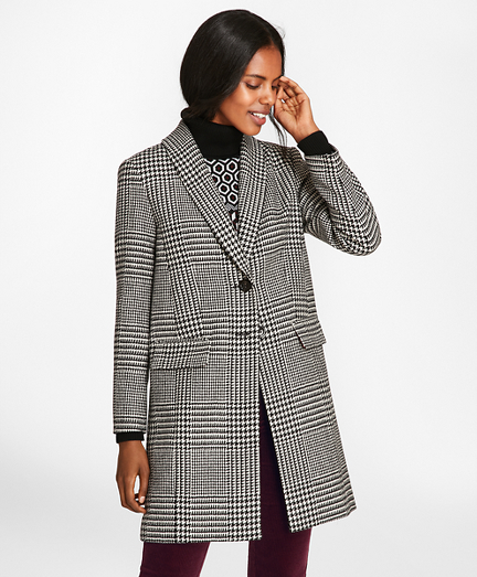glen plaid wool trench
