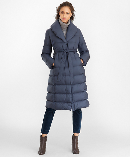 wrap collar puffer coat