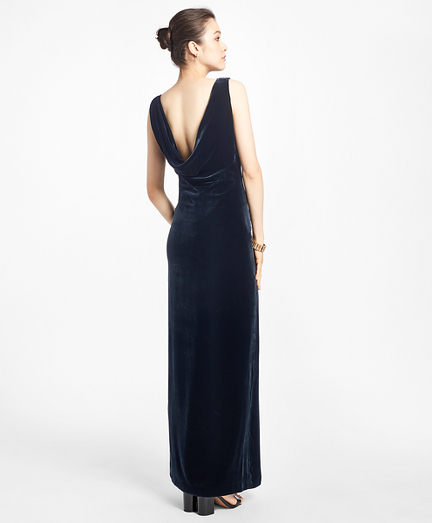ball gown in black silk velvet