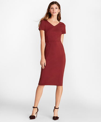 Ponte-Knit V-Neck Sheath Dress