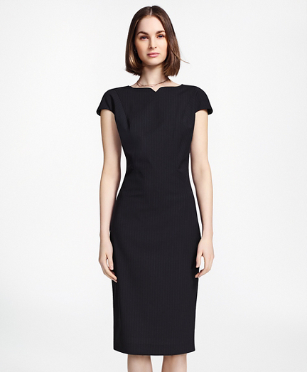 Pinstripe Stretch Wool Sheath Dress - Brooks Brothers