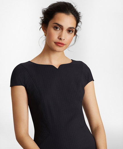 Pinstripe Stretch Wool Sheath Dress Brooks Brothers