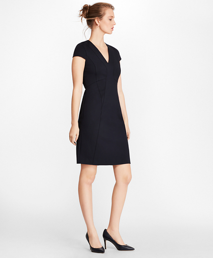 navy capped sleeve dress