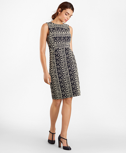 Embroidered Cotton Corduroy Sheath Dress - Brooks Brothers