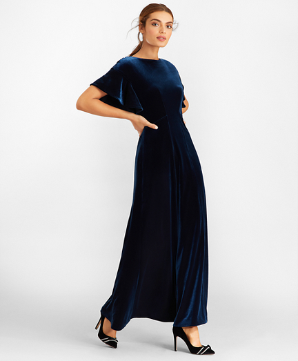 blue velvet gown