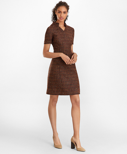 Checked Boucle Tweed Dress - Brooks Brothers