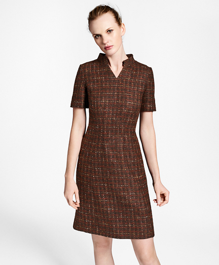 Checked Boucle Tweed Dress - Brooks Brothers
