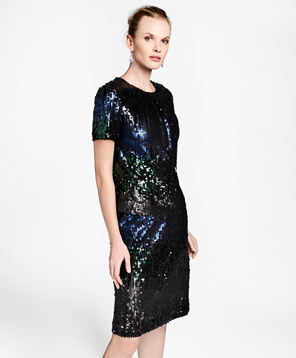 Ombre Sequin Shift Dress - Brooks Brothers