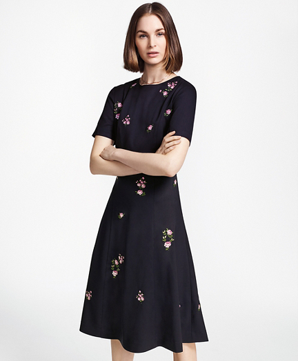 navy embroidered dress