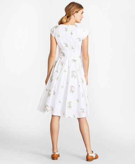 Floral-Embroidered Plaid Jacquard 