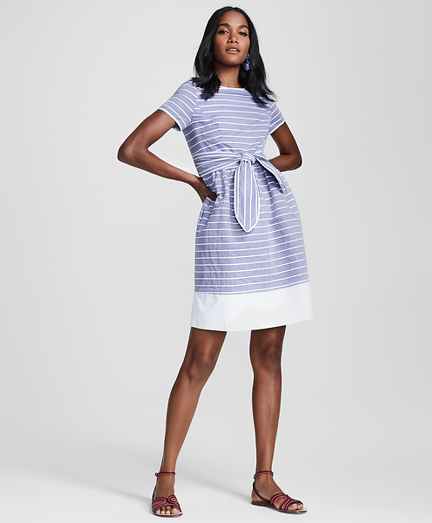 Striped Cotton Dobby Dress - Brooks 