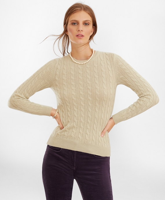 Cashmere Cable Crewneck Sweater - Brooks Brothers