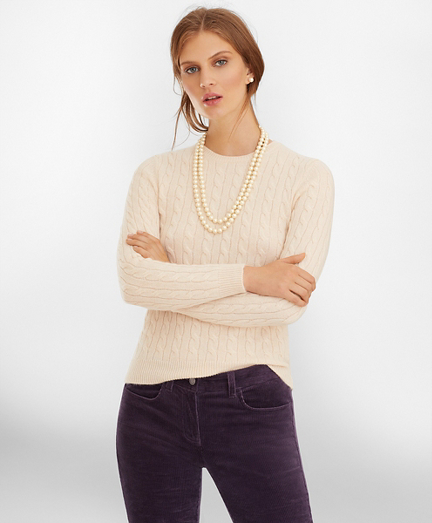Cashmere Cable Crewneck Sweater - Brooks Brothers