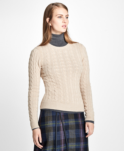 Cashmere Cable Crewneck Sweater 