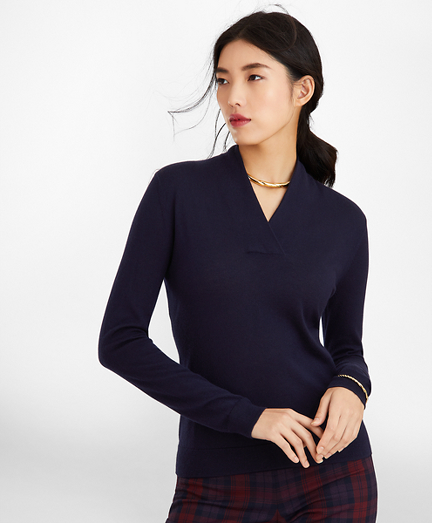 Silk-Cashmere Shawl-Collar Sweater
