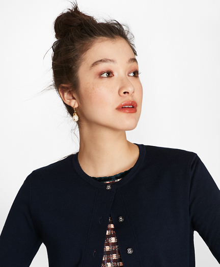 navy cropped cardigan