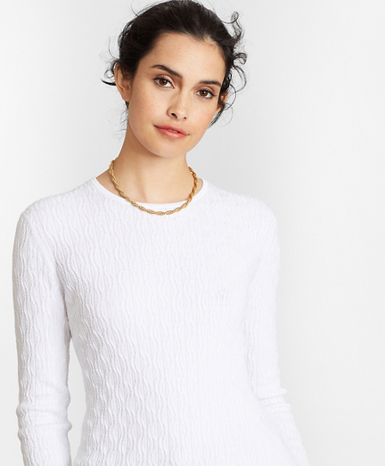 brooks brothers cotton cable crew neck sweater