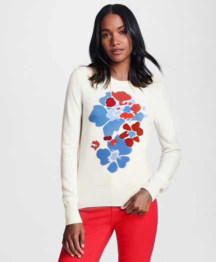 Floral-Patterned Silk-Cashmere Sweater
