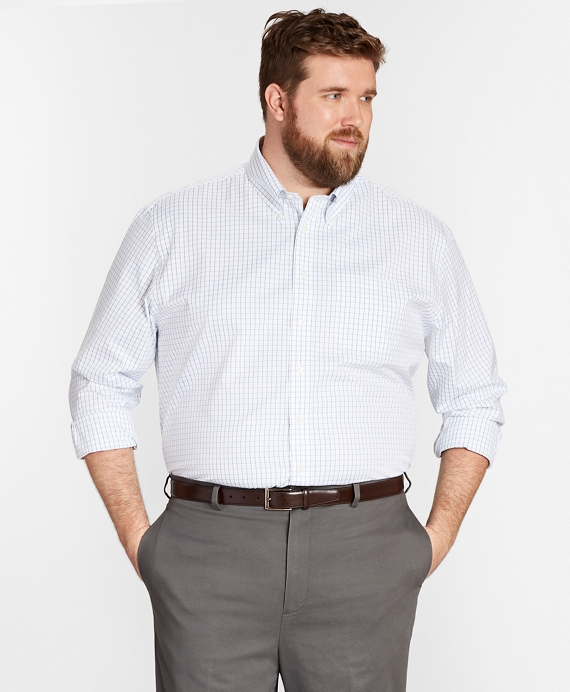Big & Tall Dress Shirt, Non-Iron Windowpane - Brooks Brothers